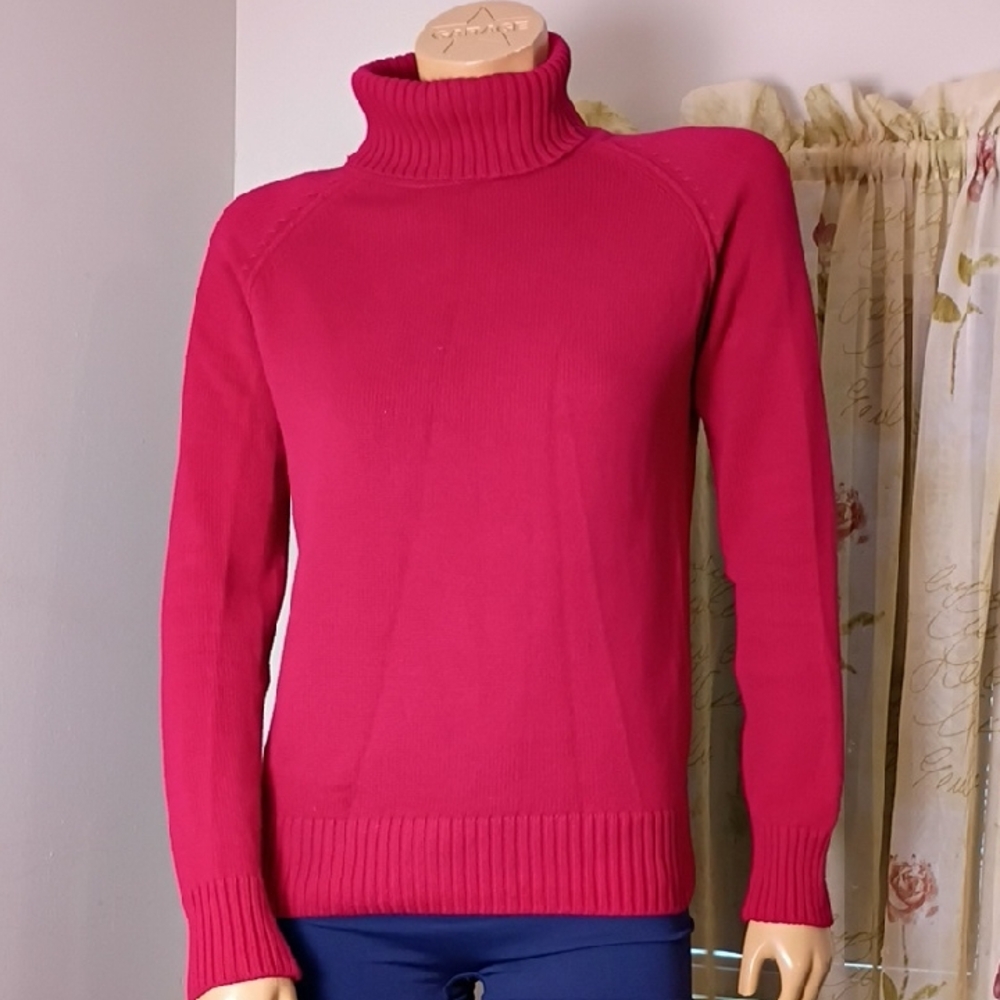 JEANNE PIERRE Dark Red Turtleneck Sweater Size S